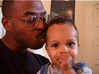 Josh and Daddy after hair cut