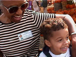 Nana and Josh on the Tracker Wagon